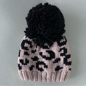 Black & Cream Leopard Knit Beanie